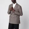 Santaniello Double-breasted Tweed Jacket In Brown