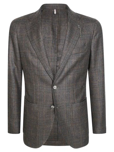 Santaniello Prince Of Wales Check Blazer In Gray