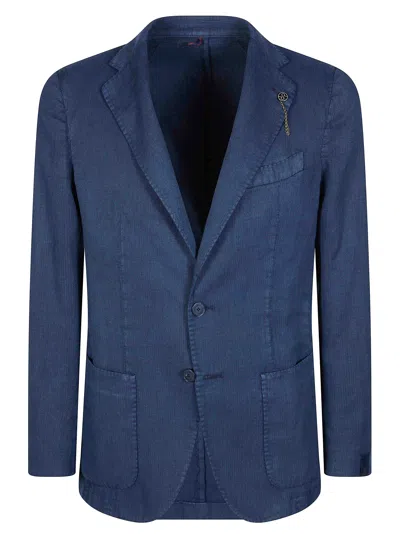 Santaniello Men's Linen Blend Jacket In Blue