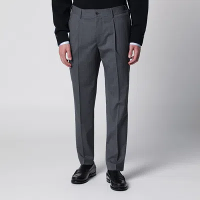 Santaniello Dark Grey Trousers In Wool Blend In Gray