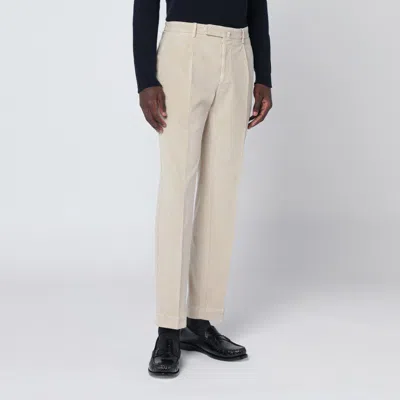 Santaniello Off-white Corduroy Trousers In Neutral