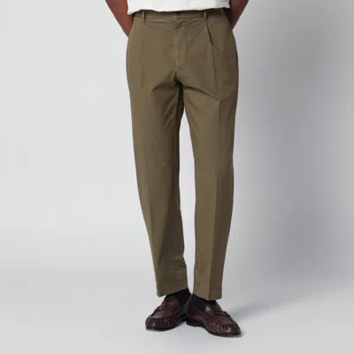 Santaniello Olive Green Trousers In Cotton Blend In Brown