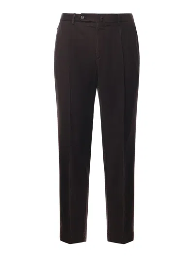 Santaniello Wool Trousers With Pleats In Brown