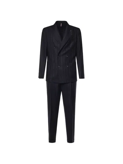 Santaniello Pinstripe Double-breasted Suit In Blau
