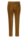 Santaniello Pleated Corduroy Trousers In Brown