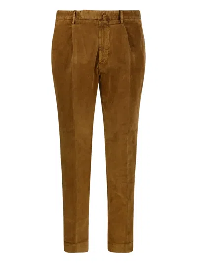 Santaniello Pleated Corduroy Trousers In Brown