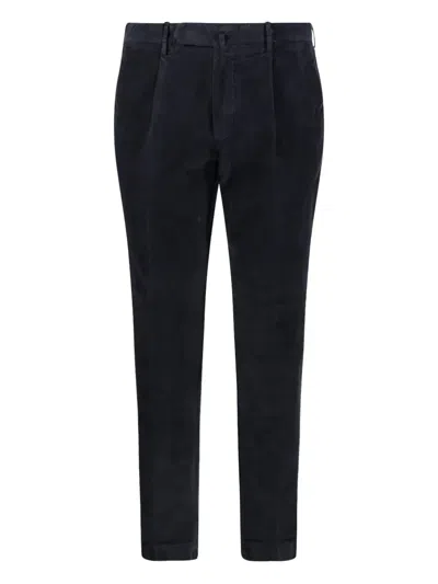 Santaniello Pleated Corduroy Trousers In Black