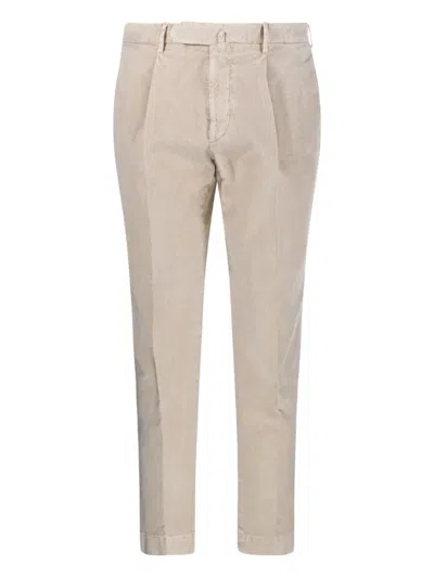 Santaniello Pleated Corduroy Trousers In Neutral