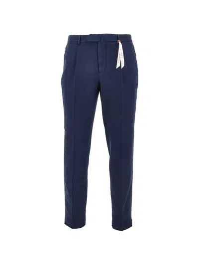 Santaniello Pleated Slim-fit Trousers In Blue