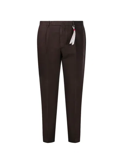 Santaniello Pleated Tapered Trousers In Brown