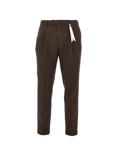 Santaniello Pleated Elasticated-waist Trousers In Brown
