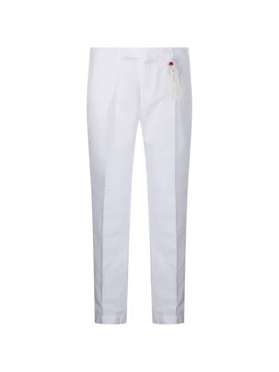 Santaniello Pleated Tapered Trousers In White