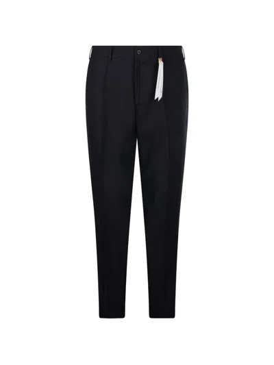 Santaniello Pleated Tapered-leg Trousers In Black