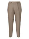 Santaniello Linen Pleated Trousers In Neutral