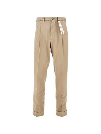 Santaniello Pleated Turn-up Trousers In Brown
