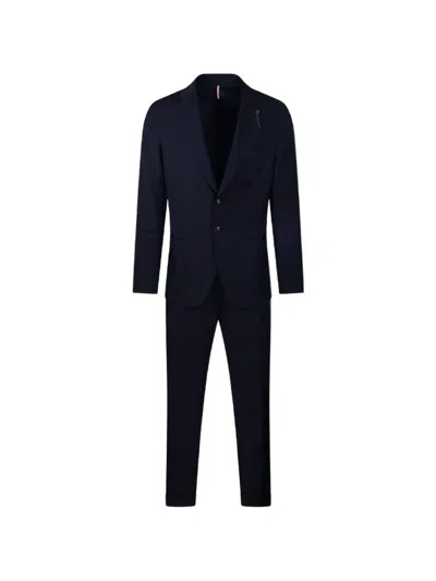 Santaniello Pleated-detail Buttoned Suit In Blue