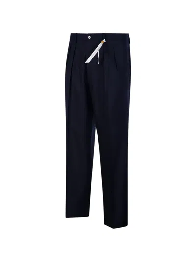 Santaniello Pleated-detail Straight-leg Trousers In Blue