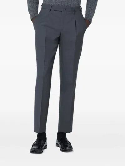 Santaniello Dark Grey Trousers In Wool Blend In Gray