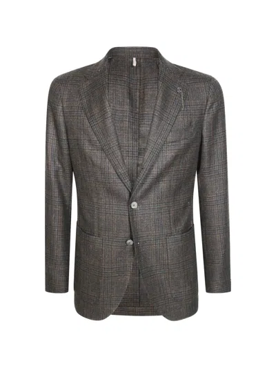 Santaniello Prince Of Wales Check Blazer In Gray