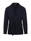 Santaniello Brown Checked Double Breasted Jacket In Blue