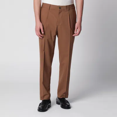 Santaniello Siena Earth-colored Trousers In Wool Blend In Brown