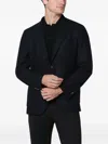 Santaniello Navy Blue Single Breasted Wool Jacket In Black