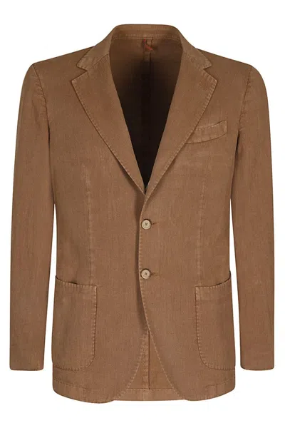 Santaniello Single-breasted Cotton Jacket In Brown