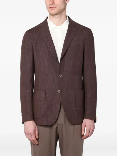 Santaniello Single-breasted Patch-pocket Jacket In Brown