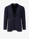Santaniello Tailored Wool Blazer With Checkered Pattern In Blue
