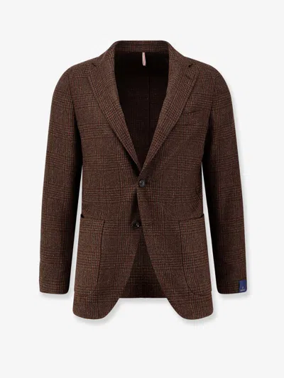 Santaniello Single-breasted Wool Blazer In Brown