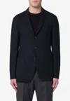 Santaniello Blue Wool Blend Single-breasted Jacket In Blue