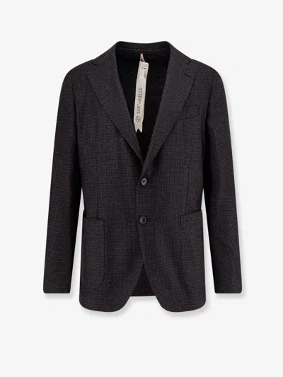 Santaniello Single-breasted Wool Blend Blazer In Gray