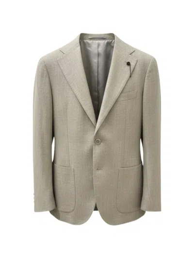 Santaniello Single-breasted Notched-lapel Blazer In Neutral