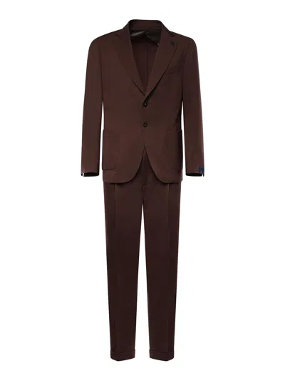Santaniello Single-breasted Wool Suit In Brown