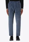 Santaniello Sugar-coloured Corduroy Trousers In Blue