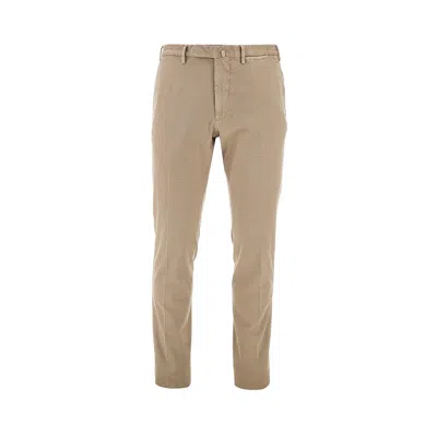 Santaniello Stretch Cotton Trousers In Beige