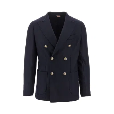 Santaniello Double-breasted Jacket In Blue