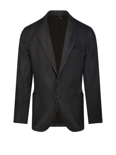 SANTANIELLO TAILORED BLACK BLAZER WITH NOTCHED LAPELS