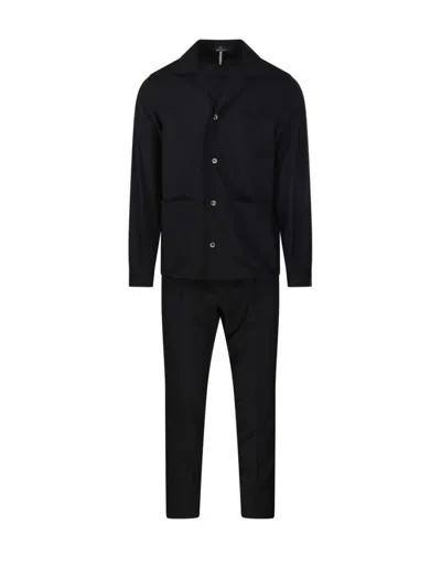 Santaniello Tailored Black Suit With Classic Collar And Slim-fit Trousers