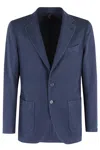 Santaniello Tailored Ice Gabardina Jacket With Notch Lapel In Grey