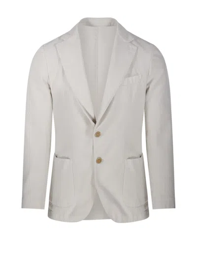 SANTANIELLO TAILORED JACKET WITH NOTCHED LAPEL AND POLISHED FINISH
