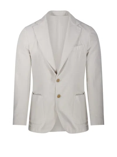 Santaniello Tailored Jacket With Notched Lapel And Polished Finish In White