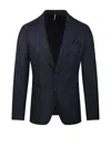 Santaniello Tailored Wool Blazer With Checkered Pattern In Blue