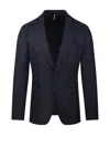 Santaniello Tailored Wool Blazer With Checkered Pattern In Blue