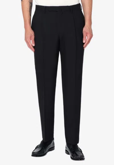 Santaniello Tapered-leg Tailored Wool Pants In Black