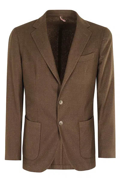 Santaniello Tobaco Garment Dyed Wool Jacket In Brown