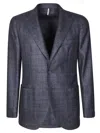 Santaniello Two-button Blazer With Subtle Checkered Pattern In Blue