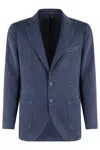 Santaniello Tailored Ice Gabardina Jacket With Notch Lapel In Blue