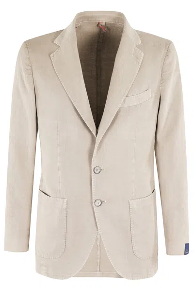Santaniello Two-button Jacket In Light Ramie Blend In Grey