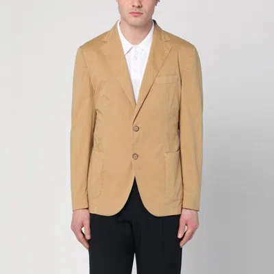 SANTANIELLO SANTANIELLO  WALNUT-COLOURED SINGLE-BREASTED JACKET IN COTTON